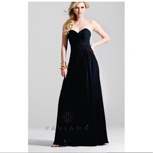 Faviana  high front slit strapless black dress size 8